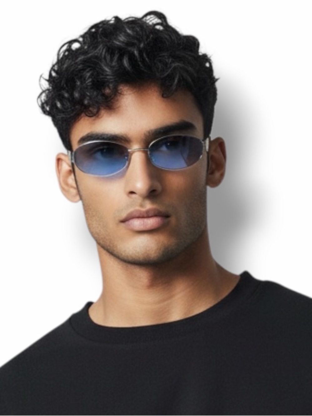 Vintage Burberry B 8970/S Oval Sunglasses VFC Blue Lenses Y2K Deadstock Full Set